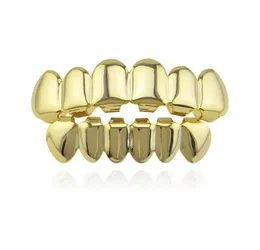 2022 6 denti Fangs Fashion Gold Gold Rhodium Hiphop Grillz Grill di roccia in basso set di griglie dentali di Halloween Props4151266