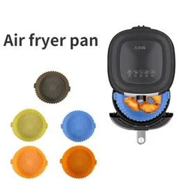 Hot Silicone Baking Tray Air Fryer Pan Pot Non-Stick Insert Basket Återanvändbar matkvalitet Airpot foderrätter Air Fryer Accessories