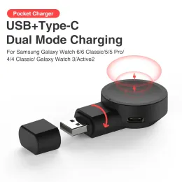 الحالات ، محول شاحن Dock Wireless USB شحن كابل سلك Stand for Samsung Galaxy Watch 6 Watch5 Pro Watch 5 Watch 4 44mm 40mm