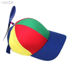 Caps Hats Rainbow Propeller Hat Detachable Propeller Hat Baseball Cap Rainbow Hat with Blue Summer Baseball Cap for Kids d240425