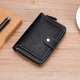 Wallets Men's Leather Wallet Tri-Fold Coin Purse Zipper Card Holder Man Carteira Masculina Couro Porte Monnaie Money Bag