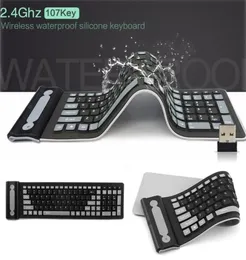 Foldable Silicone Wireless Keyboard 24G Usb Flexible Waterproof Slim Universal Silent Roll Up Keypad For PC Laptop 2106101743756