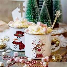 Emalia kubki z nadrukiem Deer Snowman Coffee prezenty Bożego Narodzenia