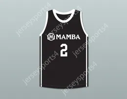 사용자 정의 이름 청소년/어린이 Gianna Bryant 2 Mamba Ballers Black Basketball Jersey 버전 2 상단 스티치 S-6XL