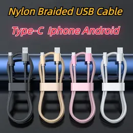Tip C Naylon Örgülü Mikro USB Kablolar Şarj Senkronizasyon Verileri Dayanıklı Hızlı Şarj Şarj Cordu Android Akıllı Telefon Hızlı Şarj Kablosu