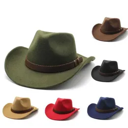 Chapéus de aba larga Chapéus de balde outono Fedoras Hat para homem Mulheres Western Cowboy Hat Hat Hat Luxury Fashion Hat Festy Party Panaman Gentleman Fedoras Winter Wide Brim Y240425