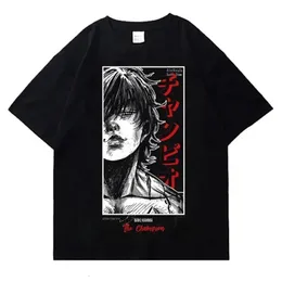 アニメプリントTシャツハラジュクストリートウェアサマーサイズの男性コットン半袖ティーヒップホップクルーネック女性トップY2K衣類240409