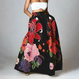 Celmia Stylish Big Flower Printed Women Röcke Elegante hohe Taille Aline Long Maxi Rock 2023 Casual Lose Party Holiday 240420