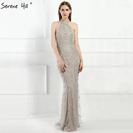 Vestidos de festa serene colina cinza cubo sem costas Sexy Wear Wear Mermaid Long Elegant Evening Gowns for Women 2024 GLA6101