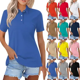 Tops da donna Shirt a maniche corte Summer T-shirt Casual Collarted Buttht-Shirts Vneck Fit Fashion Tunics di colore solido 240424 240424