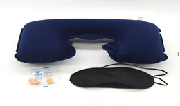 Hela 3 i 1 reseuppsättning Uppblåsbar Ushaped Neck Pillow Air Cushion Sleeping Eye Mask Eyeshade öronproppar Bil Soft Pillow NH2156986