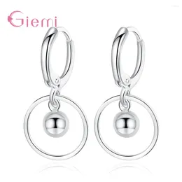 Dangle Earrings Korean Simple 925 Sterling Silver Big Round Circle Drop Women Geometric Piercing Wedding Party Jewelry