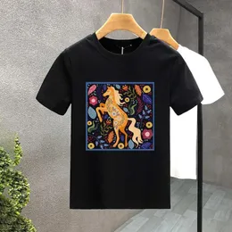 Men's T-Shirts Horses and Flowers Print T Shirts For Man Funny Creative Aesthetic Tops Hip-hop Fashion Hipster Strtwear Summer Short Slves T240425