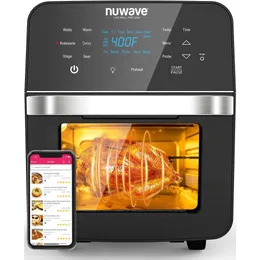 15.5QT Rotisserie Sepeti ve Şişe Kiti ile X-Large Hava Fritöz Fırını-Güçlü 1800W, 50-425F Temp Kontrolleri, Akıllı Termometre, Paslanmaz Çelik