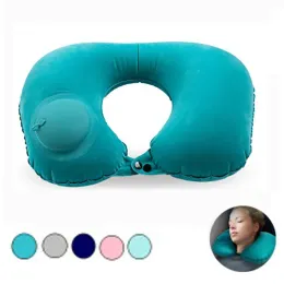 Kudde Uppblåsbar nackkudde U Forma luftkudde Neckhuvud Huvud vila Portable Sleeping Rest Travel Pillow For Airplane Train Car