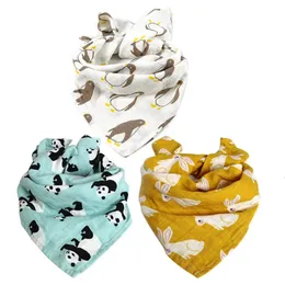 Baby Burp Cloths 3pcs/lot Organic cotton gauze Muslin activity baby bib bandanas Bibs soft breathable borns Towel scarf 240422