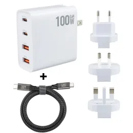 충전기 100W 20V 5A 4 포트 간 벽 충전기 USB Typec PD QC 3.0 MacBook iPhone Xiaomi Laptop No를위한 빠른 빠른 충전 스테이션 어댑터