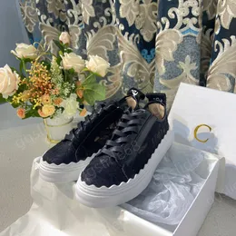 Mode sommar kvinnor märke sneakers sko romantisk lady spets casual skor blommor brokad äkta läderstorlek 34-40