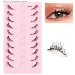 Falska ögonfransar 3/10 par halva falska ögonfransar Eye End Extension Wispy Cat Eye Look Natural Short Accent Eyelashes Artificial Mink False Eyelashes Q240425