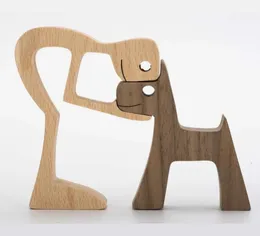 Family Puppy Wood Dog Craft Fture Arts Artes de mesa de mesa de mesa de trabalho Modelo