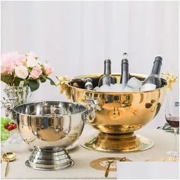 13.5L and Coolers Ice Buckets Deer Head Ear Champagne Bowl 304 Stainless Steel Rose Golden Sier Wine Beer Bucket Bar Party 230201 Dr Dhtig