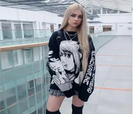 Hip Hop Streetwear Vintage Style Harajuku вязаный свитер аниме -девчонка