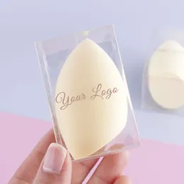 Puff 50pcs Custom Logo Wholesale Latex Free Vegan Beauty Sponge Blender Powder Liquid Cream Private Label Clear Cup Makeup Sponge