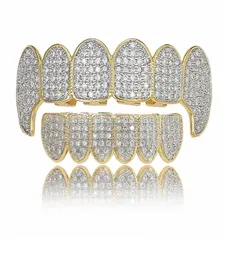 Gold Shiny ghiacciato grillz Grillz Rhinestone Topbottom Grills Set Hip Hop Jewelry86281104079320