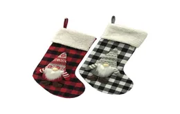 18 inch Anjule red white check socks Christmas Stockings Trees Ornament Decorations Santa Gift Candy Bags6063791