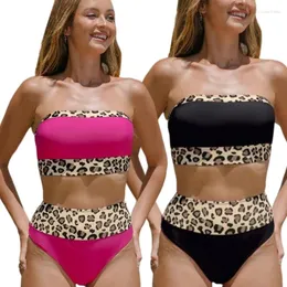 Women's Swimwear 2024 Patchwork Leopar Swimsuit Two Pieces Tummy-control Bathing Suit High Waisted Bikinis For Vacation