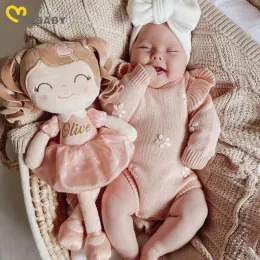 ワンピースMababy 018m新生児幼児の女の子の女の子ロンパーニットフローラル刺繍長いスリーブフリルジャンプスーツ暖かい秋の服