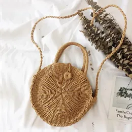 Bolsas de ombro saco de palha redondo handmade rattan woven vintage corda retrô milha malha crossbodbag bolsa de verão fresca praia bohemia