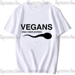 Мужские футболки забавные веганы также нуждаются в белковом лозунье