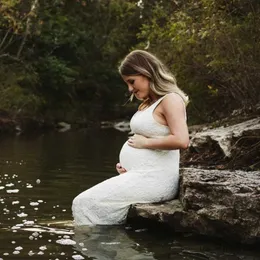 Vestidos de maternidade vestidos de renda casual de maternidade no verão vestido de bebê mangas, vestido longo, mulheres grávidas elásticas que se encaixam longas.