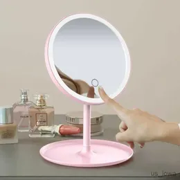 Speglar LED Makeup Mirror With Light 5x Mirrors Portable Lovningsbara skrivbordspegel Justerbar tricolor HD Light Vanity Mirror Dropshiping