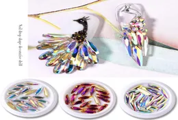 30Pcsbox 3D White AB Nail Rhinestones Waterdrop Beauty Diamond Crystal Glitter Nail Stones DIY Design Art Decorations New8306207