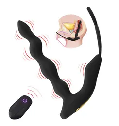Anal Toys 10 Geschwindigkeiten USB -Ladung Vibrationsring Männlicher Masturbator Sexspielzeug Prostata -Massagegeräte für mann drahtlose Fernbedienung Butt P5588230