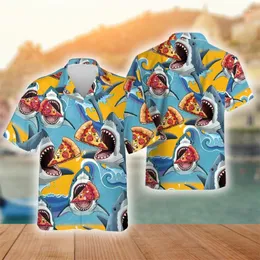 Camicie casual maschile harajuku Fashion Pizza 3d Print 3d per uomini divertenti cibo delizioso marinara donne camicette maniche corte maniche