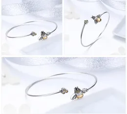 Bamoer 925 Sterling Silver Crystal Bee and Honeycomb Women Silver Bracelets Barcles for Women Sterling Silver Jewelry SCB104 1086 6020143