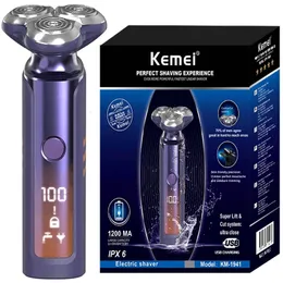 الأصلي Kemei 3D Floating Head Shaver Electric Shaver للرجال ماء Beard Razor Machinable Recaving Machine 240420