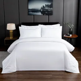 Uppsättningar Premium Hotel White Oversize Däcke Cover Bed Sheet Set 100%Nature Cotton Soft 600TC Bedding Set Twin Full Queen King Size 4st