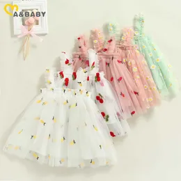 Mädchenkleider ma Baby 6m-5y Kleinkind Kid Baby Mädchen Tüll Kleid Daisy Strawberry Kleider für Mädchen Sommerparty Strand Urlaub Kleidung D01L2404