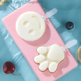 아이스크림 도구 실리콘 아이스크림 곰팡이 DIY 만화 동물 과일 아이스 뚜껑과 막대 모양의 큐브 제조업체 주방 공구 액세서리 Q240425