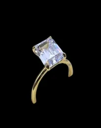 حلقة Solitaire Rings Jewelry Pansysen Whiteyellowrose Gold Color Luxury 8x10mm Emerald Cut AAA Zircon for Women 100 925 Sterlin6690393