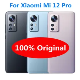 프레임 Xiaomi MI 12 Pro Glass Lid Back Cover MI12 Pro 교체로 카메라 프레임 렌즈 + 접착제 테이프를위한 원래 배터리 하우징.