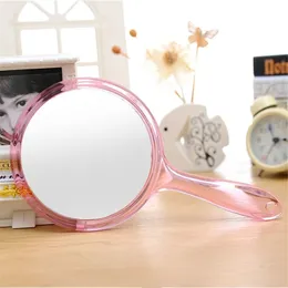 NEU 2024 Handspiegel doppelseitiger Handheld Mirror 1x/3x Vergrößerungsspiegel mit Griff transparent Handspiegel gerundeter Form Make-up-Spiegel