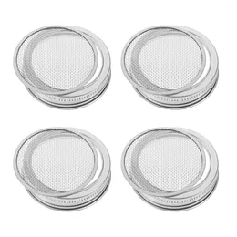 Dinnerware 4 Pcs Mesh Strainer Mason Jar Sprout Lids Sprouts Sprouting Replacement Growing Kit