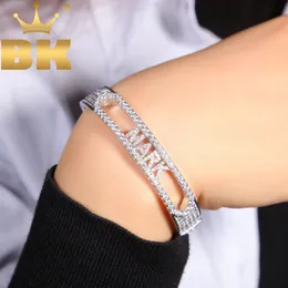The Bling King Custom Name Letter 26 Initial Bracelet Pave Bling Cubic Zirconia DIY Moving Letter Bangle Hiphop Jewelry For Gift 240418