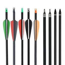 Darts 12/24Pcs Mixed Carbon Arrows 31.5'' TPU Feathers Diameter 7.8mm Spine500 For Recurve/Compound Bow Shooting Hunting Archery