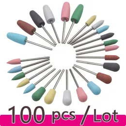 Bits Cutter de moagem de 100 % para manicure Rubrote Silicone Stone Bit Machine Manicure Acessórios Manicure Polisher Buffer Pollomer